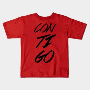 Contigo, minimalist, text based-typografy, spanish design. Kids T-Shirt